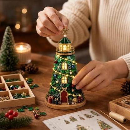 Christmas DIY Lighted Sea Glass Kit - Holiday Craft with Built-in Lights and Sea Glass Pieces