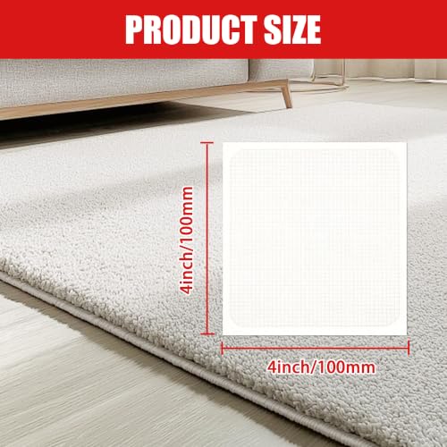 Double Sided Carpet Tile Tape - 50 Pre-Cut 4x4 Inch Adhesive Strips for Flooring
