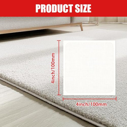 Double Sided Carpet Tile Tape - 50 Pre-Cut 4x4 Inch Adhesive Strips for Flooring