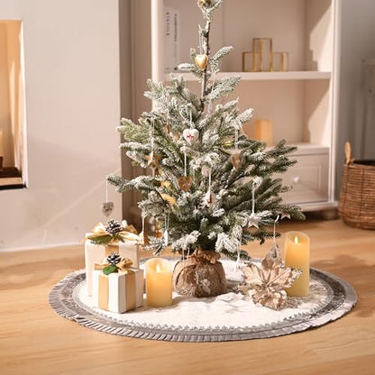 Valery Madelyn Silver Christmas Tree Skirt 36 Inch for Holiday Decor