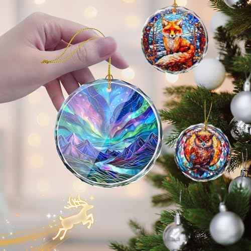 Northern Lights Stained Glass Ornament, Christmas Tree Decor, Northern Lights Ornaments for Christmas Tree, Holiday Presents, Gift Exchange