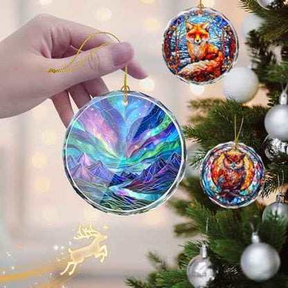 Northern Lights Stained Glass Ornament, Christmas Tree Decor, Northern Lights Ornaments for Christmas Tree, Holiday Presents, Gift Exchange