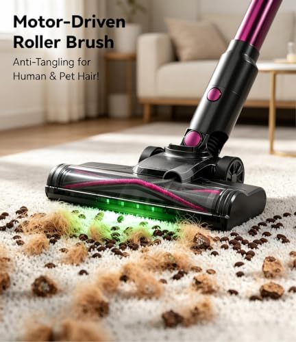Cordless Stick Vacuum Cleaner 600W 35KPA 60-Minute Battery Fuchsia