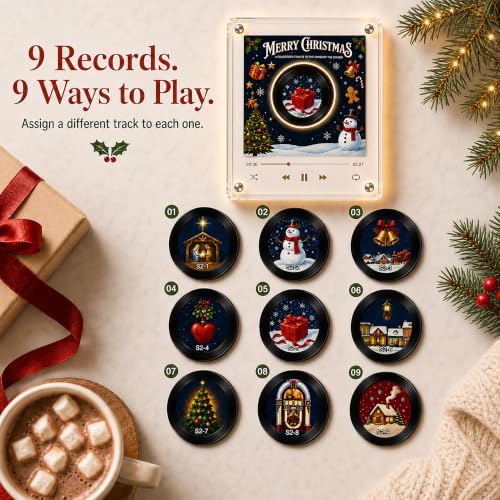 Christmas Mini Vinyl Record Music Player with Fridge Magnets - Classic Christmas