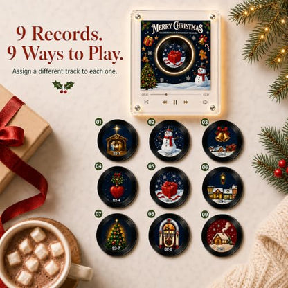 Christmas Mini Vinyl Record Music Player with Fridge Magnets - Classic Christmas