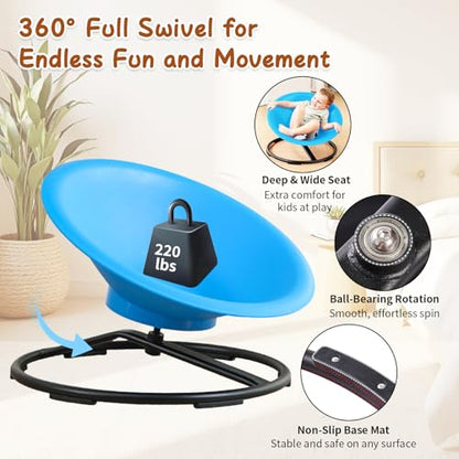 Blue Antibacterial Sensory Spinning Chair for Autistic Kids & Adults