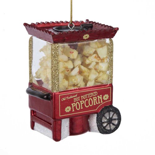 Noble Gems Popcorn Machine Ornament - 3.25 Inch Glass Holiday Decor