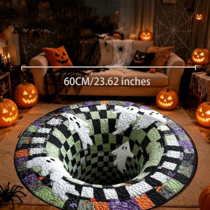 Halloween 3D Optical Illusion Round Rug - Bone Variation Vortex Floor Mat