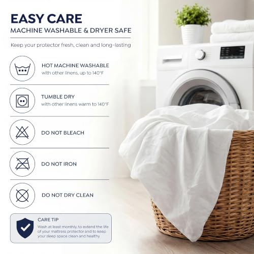Waterproof Pillow Encasement Queen with Allergen Blocker & Secure Zipper