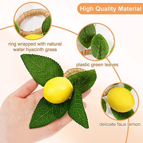 12-Pack Lemon Napkin Rings Set of 12 Faux Lemon Summer Farmhouse Table Decor