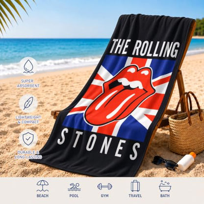 Large Beach Towel Set - Rolling Stones Microfiber Pool & Bath Towel
