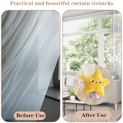 Star Curtain Tiebacks 2 Pack - Cartoon Star Shape Bedroom Accessories for Nursery & Kids Room Decor