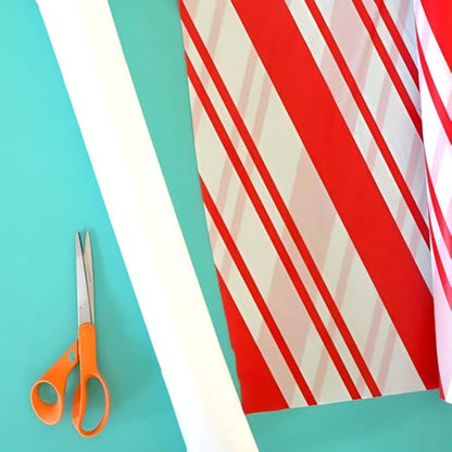 Disposable Candy Cane Striped Plastic Tablecloth Roll - Christmas Party Decor