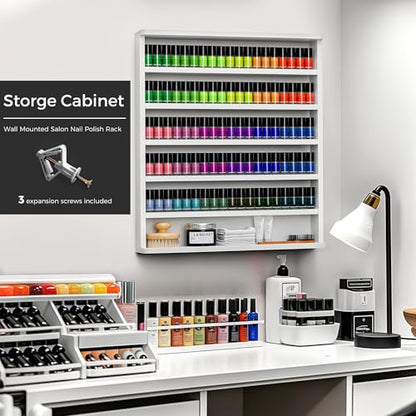 Wood Nail Polish Rack 6-Tier Wall Shelf Storage & Display Organizer