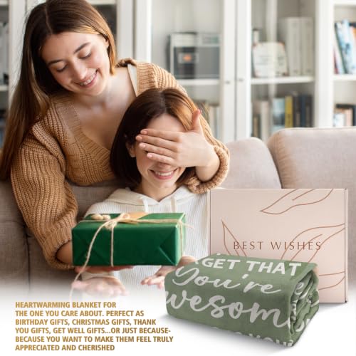Green You Are Awesome Blanket for Women - Inspirational Gift