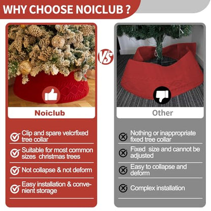 Noiclub Knit Christmas Tree Collar - Cream, Adjustable 23-30 Inch Diameter