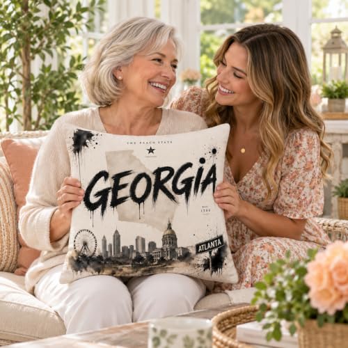Georgia Throw Pillow 18x18 Inch with Insert - Velvet Decorative Accent for Sofa Bed Couch