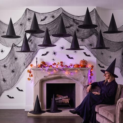12 Pack Halloween Witch Hats Decorations Outdoor Hanging Decor