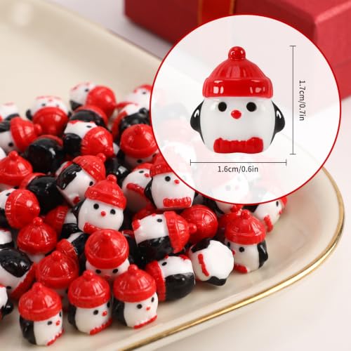 Christmas Hat Mini Resin Penguins Figures Set - 60 Pieces Holiday Decor