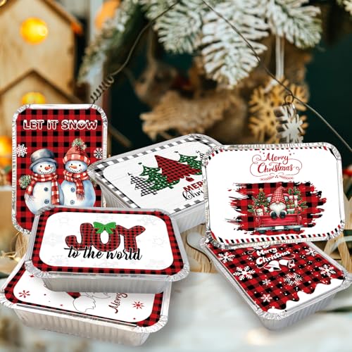 36 Pack Christmas Aluminum Food Containers with Lids - Holiday Treat Storage
