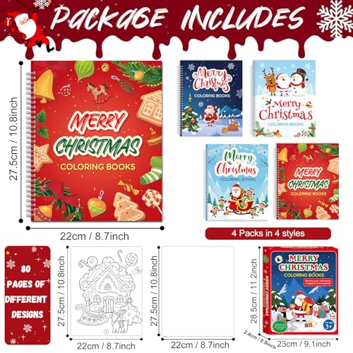 Christmas Coloring Books for Kids Set of 4 - Holiday Activity Books for Winter Party & Gifts