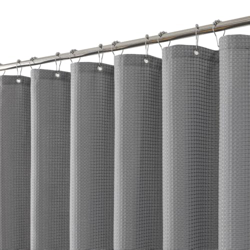 256GSM Grey Waffle Textured Shower Curtain 72x72 Inch - Hotel Spa Style