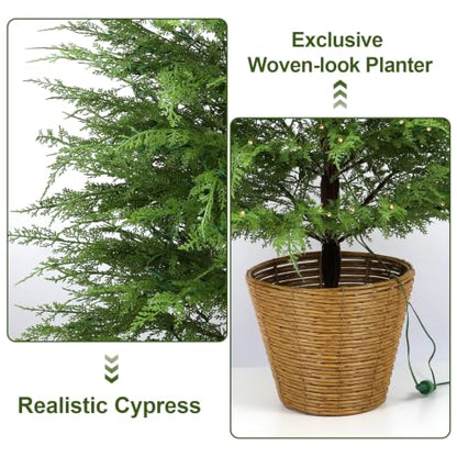 3ft Prelit Artificial Cedar Christmas Tree with Lights - Indoor Outdoor Decor
