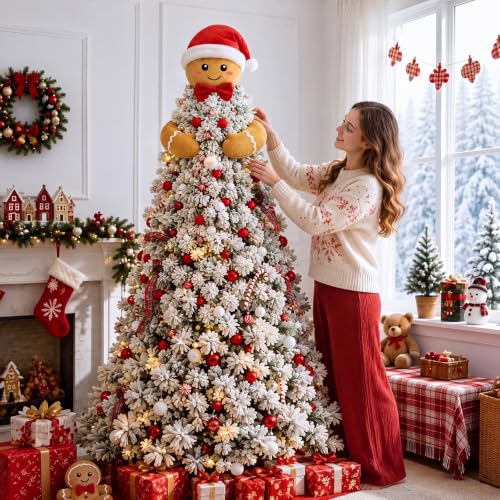 Gingerbread Christmas Tree Topper Plush 3-Piece Set Holiday Decor