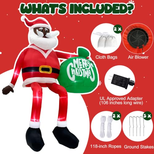 Giant 13 FT Black Santa Inflatable Christmas Decorations Outdoor Yard Decor