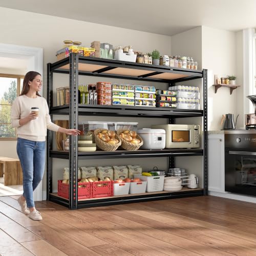 48-Inch Heavy Duty Garage Shelving Unit 2200LBS Capacity, 4-Tier Storage Rack with Adjustable Shelves