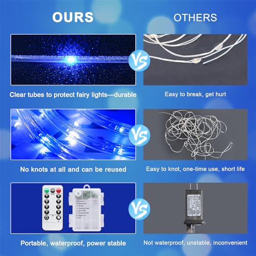 Battery Operated Rope Lights 2 Pack - Blue & White Outdoor Christmas String Lights