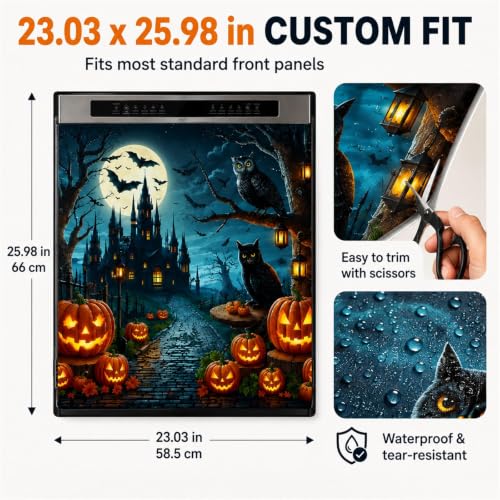 Halloween Dishwasher Magnet Cover - 3D Spooky Kitchen Decor (Variation A)