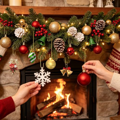 Gold Ornament Hooks Set 100pcs for Christmas Trees - Small & Large Size with Storage Box