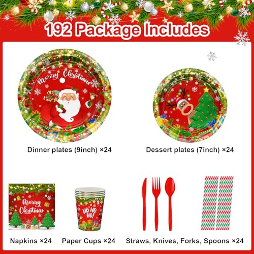 Christmas Disposable Paper Plate and Napkin Party Set for 24 Guests