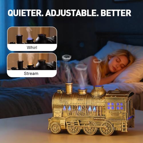 Vintage Steam Train Diffuser Humidifier - Bronze, Mist & Light Modes