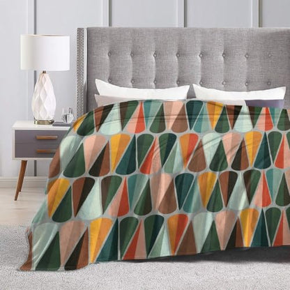 Mid Century Retro Abstract Plush Throw Blanket - 80x60 Inches - Cozy Fleece for Sofa Couch Bed - Variation of THIS listing