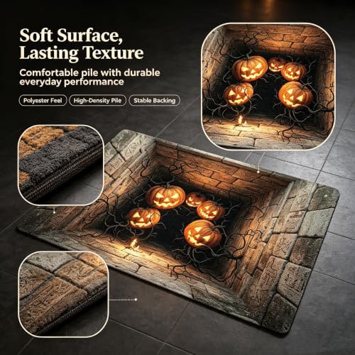 Halloween 3D Ghost Rug - Novelty Optical Illusion Floor Mat with Depth Pattern 47.2x31.5in