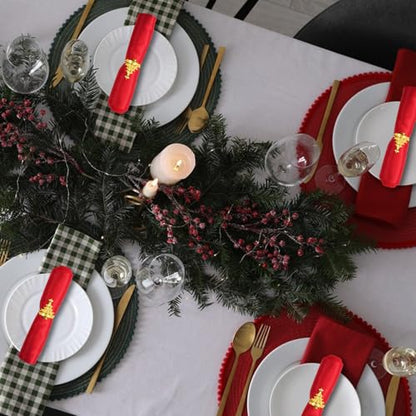 Christmas Tree Napkin Rings Set of 20 - Gold 5cm Christmas Table Decor