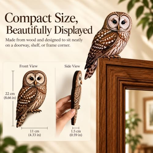 Wooden Bird Door Topper Decor - Owl Shape Corner Statue