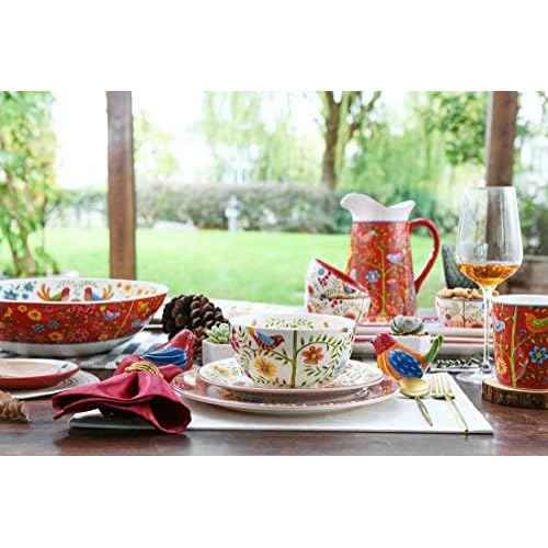 Bico Red Spring Bird Ceramic 16 inch Oval Platter, Microwave & Dishwasher Safe