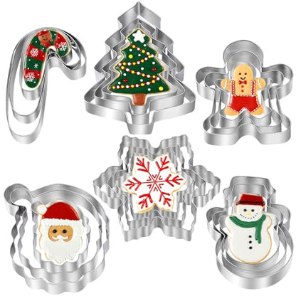Christmas Cookie Cutter Set 18 Pcs Holiday Baking Molds Santa Tree Snowflake