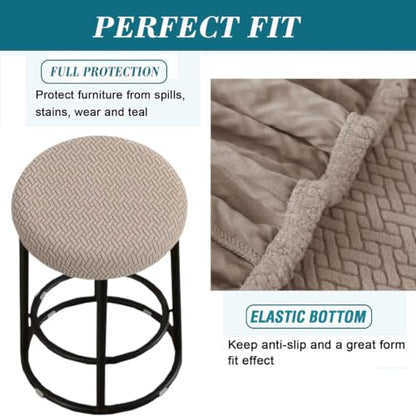 Stretch Round Bar Stool Covers 2-Pack Khaki Fit 13-18 Inch Seats