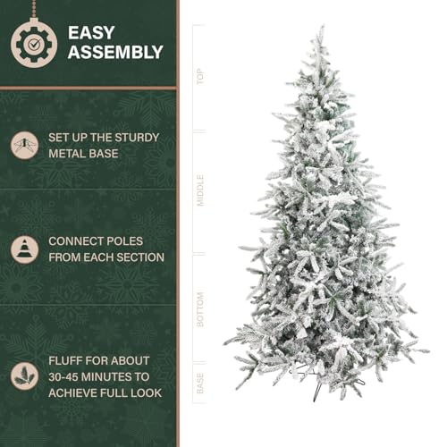 6.5 Ft Mountain Pine Flocked Christmas Tree with Stand - Unlit