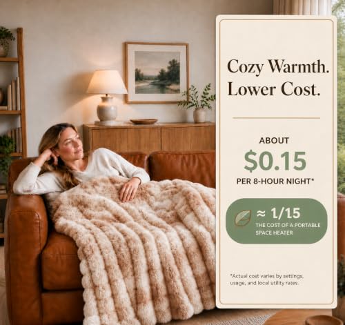 Electric Heated Faux Rabbit Fur Bubble Throw Blanket - Beige Tie-Dye 50x60"