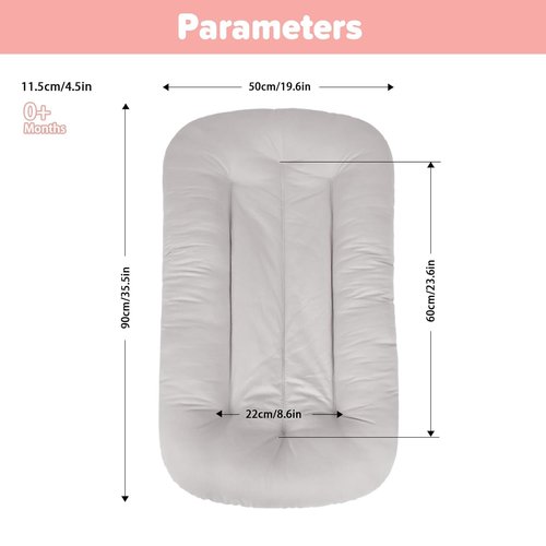 Baby Lounger - Bionic Organic Infant Floor Seat | Soft Cotton & Breathable for 0-24 Months (Grey)