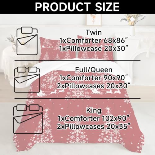 Queen Christmas Tree Comforter Set with Santa Snowflakes Kids Bedroom Decor - CERYUEE