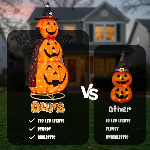 5FT Halloween Pumpkin Yard Decor - 3 Tier Fabric Outdoor Decoration