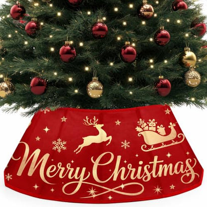 Reindeer Christmas Tree Collar 26 Inch Foldable Holiday Base Cover for Indoor Decor
