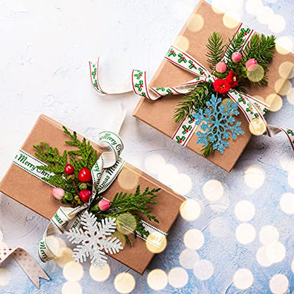 36 Pieces Glitter Snowflake Christmas Decorations - Lake Blue, Royal Blue, Silver