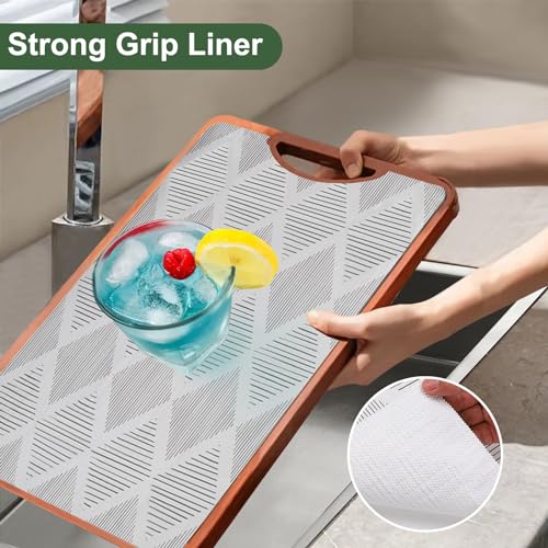 Shelf Drawer Liner for Kitchen Cabinets Non-Adhesive Shelf Liner Paper Non-Slip Strong Grip Drawer Liner Cabinet Liners Thickened Easy to Clean for Tool Box Pantry (Striped, 11.8In x 10FT)